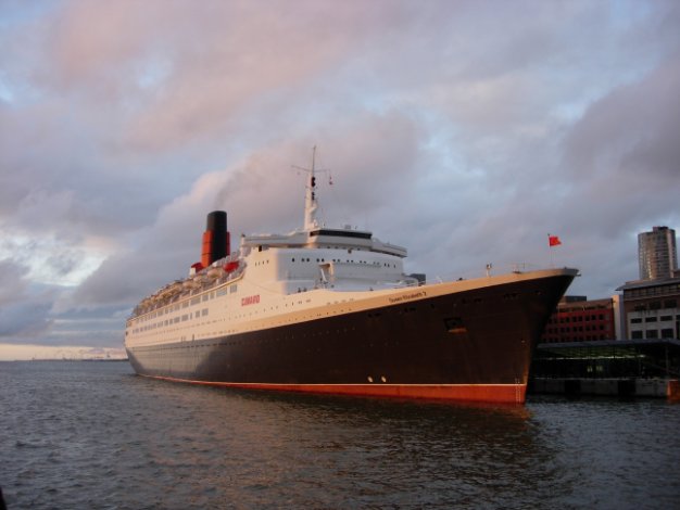 QE2 at the Pier Head The QE2 makes a farewell visit to the Pier Head at Liverpool in September 2007
